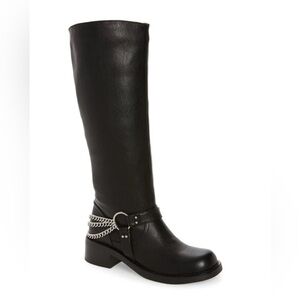 AZALEA WANG Black Gardner Chain Detail Engineer Boot